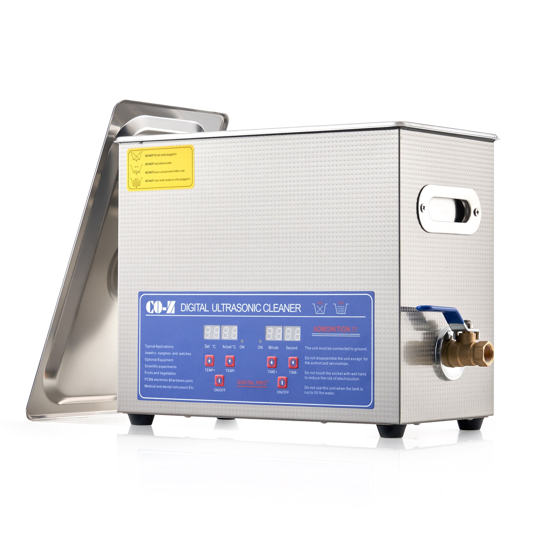 6L Ultrasonic Cleaner With Digital Timer & Heating – Model KZ-D6 – 139W Ultrasonic, 349W Heat, 0-80°C, Stainless Steel Tank