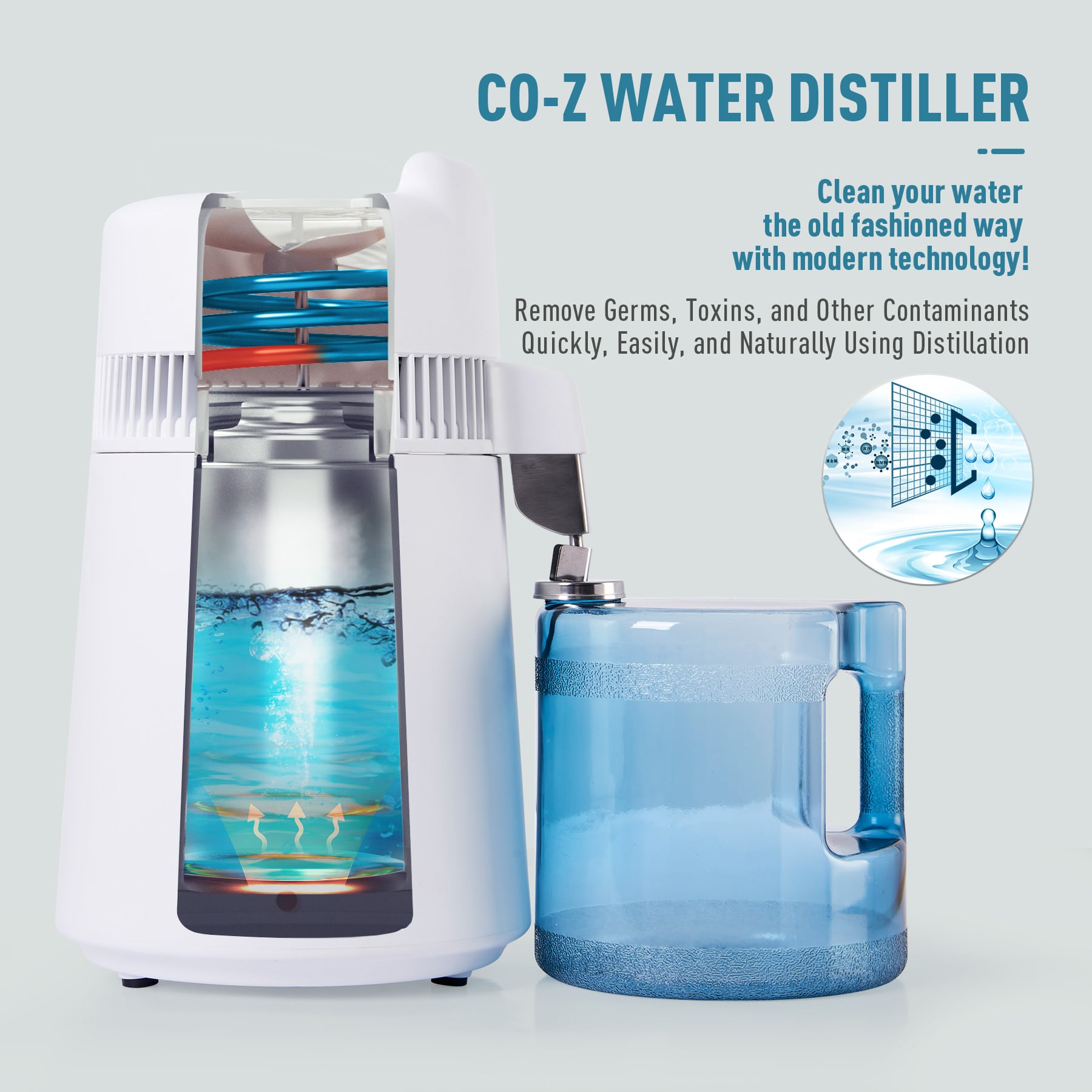 CO-Z 6L Water Distiller for Home Table Desktop