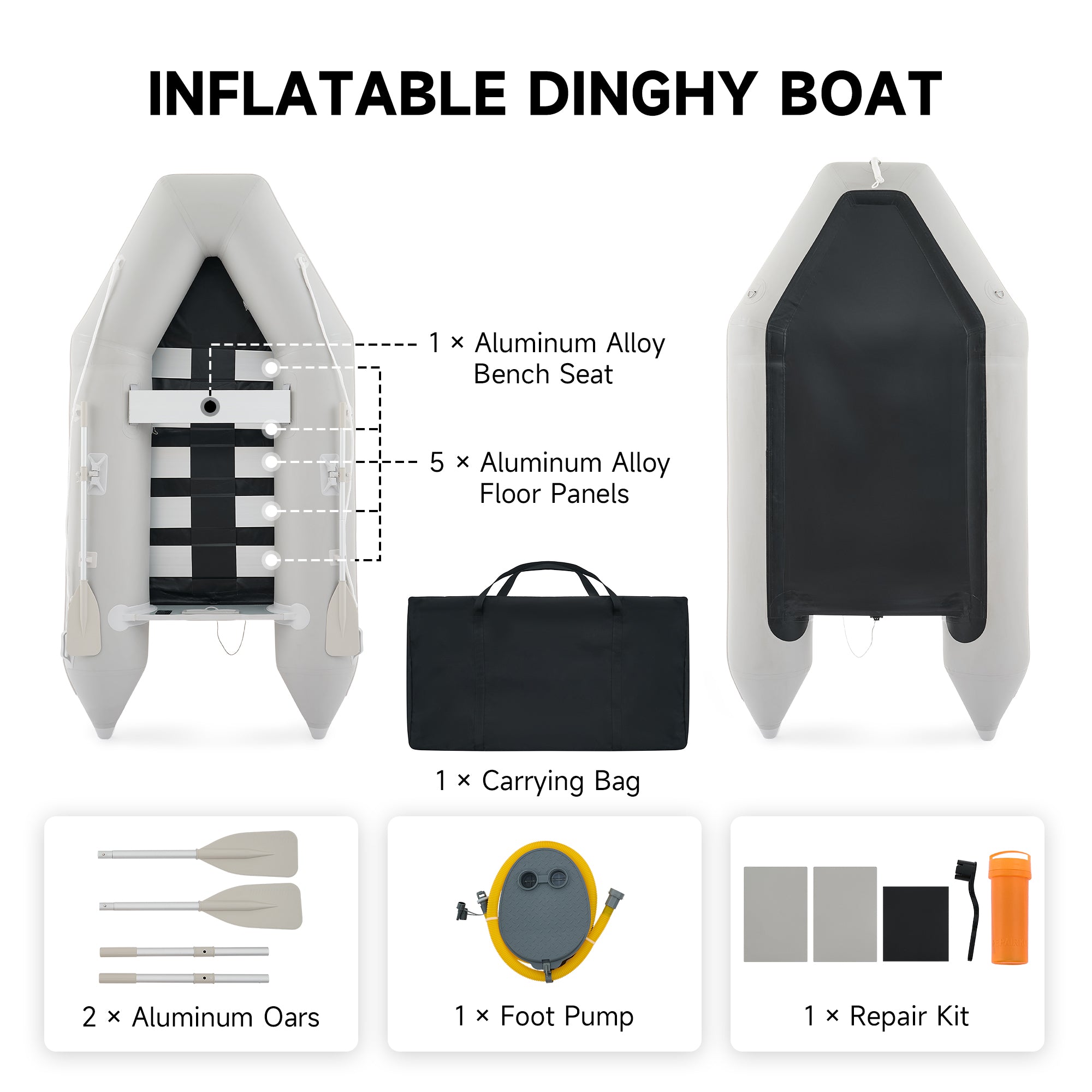 CO-Z 10ft Inflatable Dinghy, 4-Person 990lb PVC Raft with Aluminum Oar