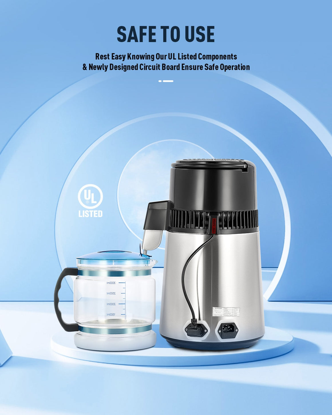 CO-Z 1750W 1.1 Gallon Water Distiller with Glass Container