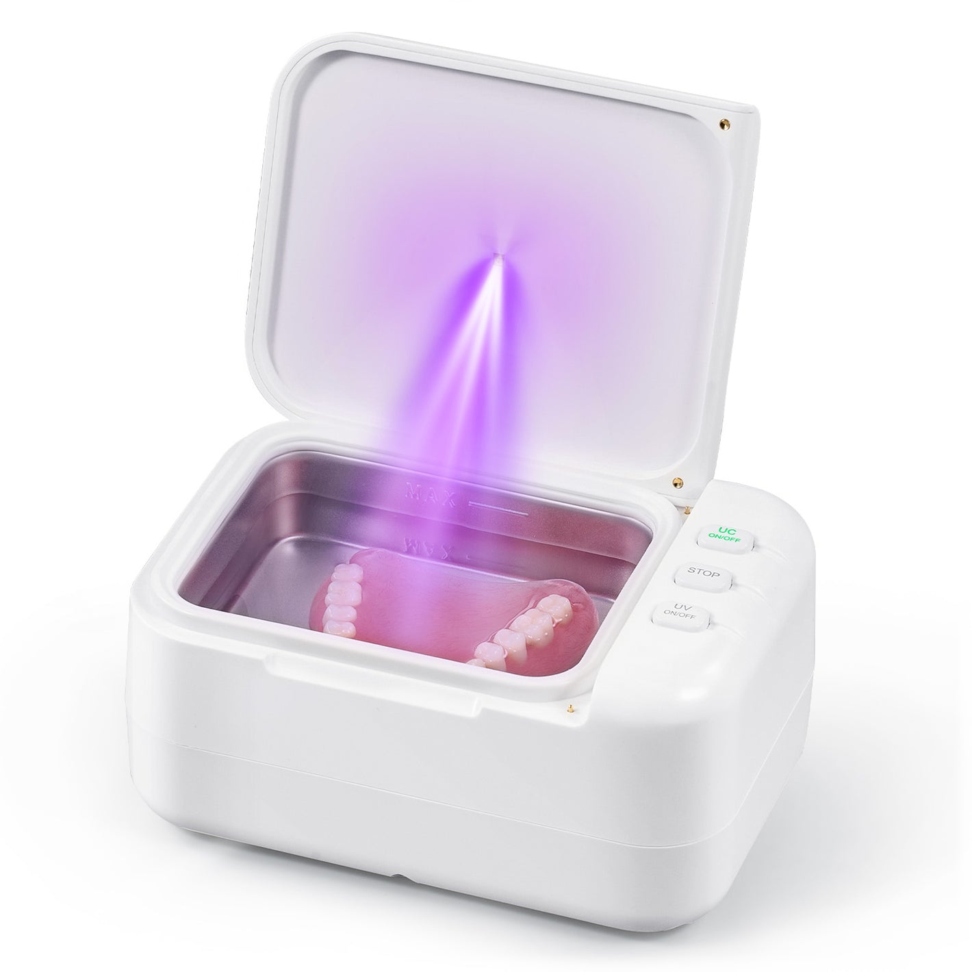 24W Ultrasonic Cleaner with 46kHz, 200mL Capacity, U-VC Light, and 2 Timer Settings for Jewelry, Retainers, Dentures, and Aligners