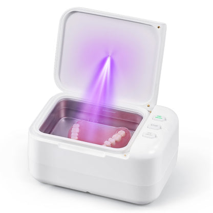 24W Ultrasonic Cleaner with 46kHz, 200mL Capacity, U-VC Light, and 2 Timer Settings for Jewelry, Retainers, Dentures, and Aligners
