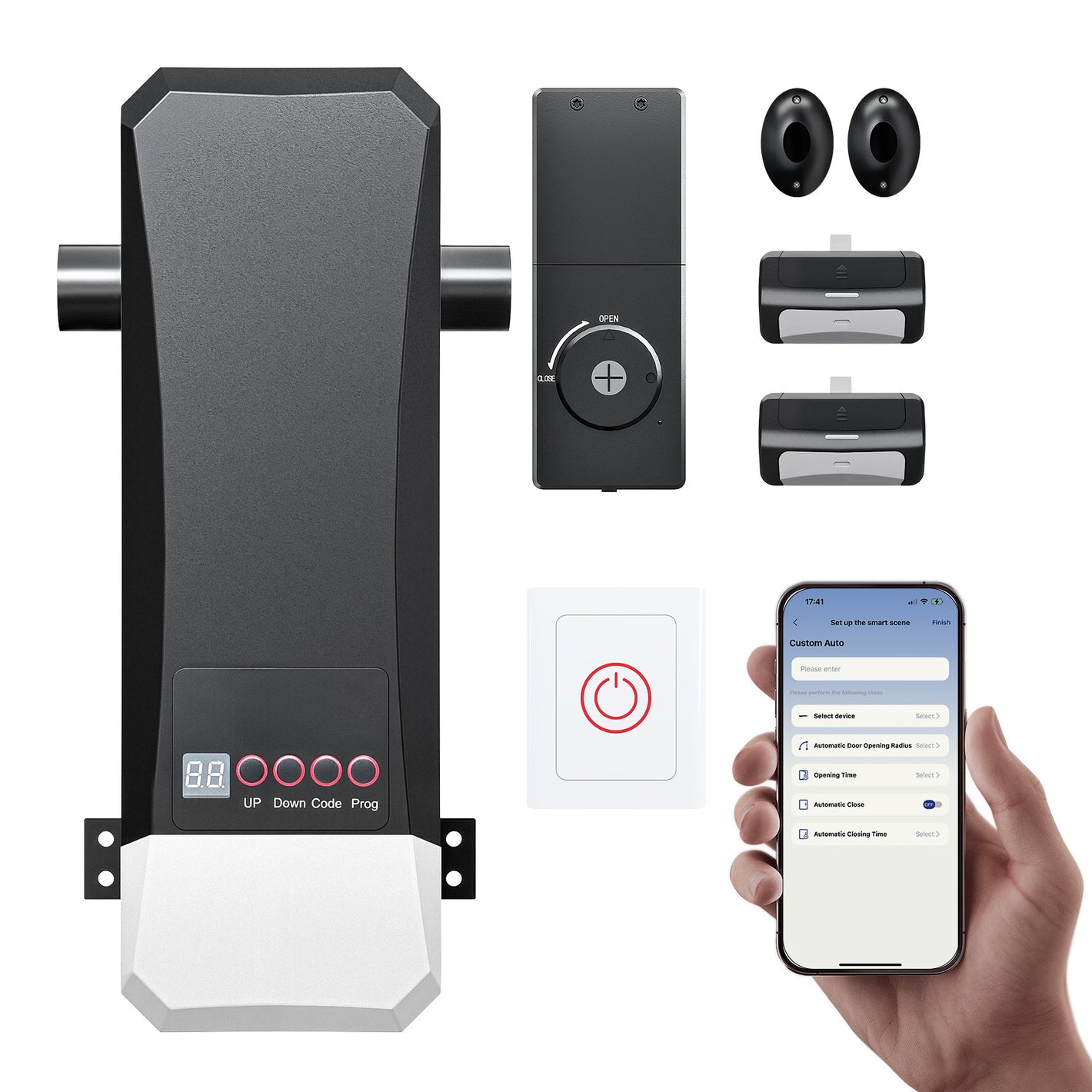 ZUMI-Authorized Wall Mount Automatic App-Control Garage Door Opener with IR Sensors & Electric Lock