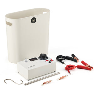 Electrolytic Rust Removal Kit with 304 Stainless Steel Anode, Leads, and Plastic Container for Iron Object Derusting