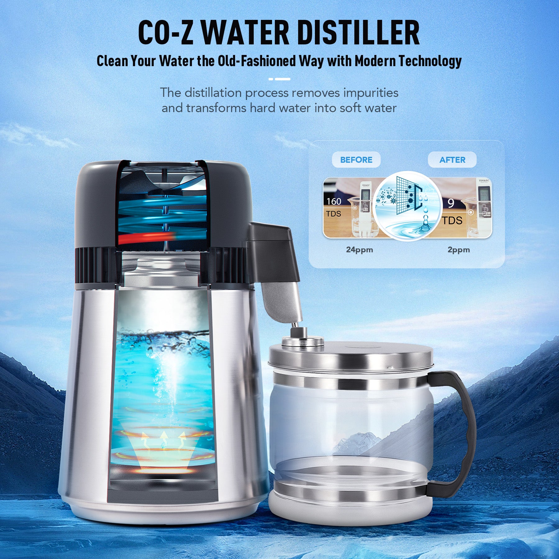 CO-Z Water Distiller, Water Purifier for Home