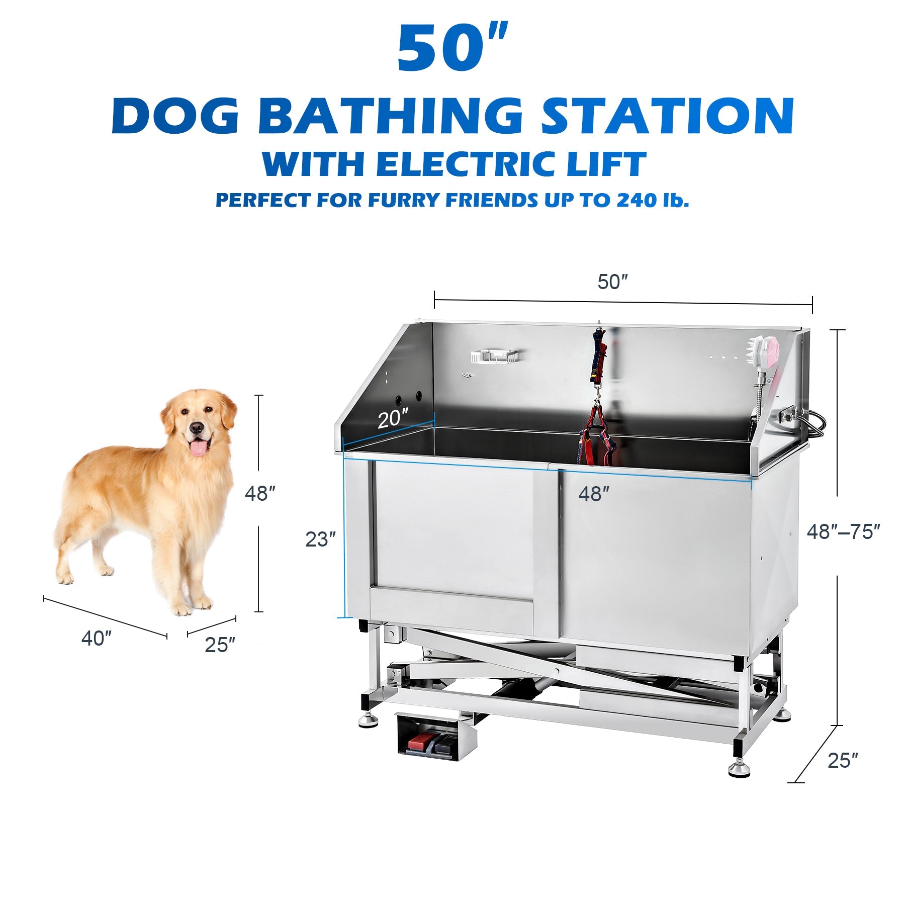 CO-Z 50 inch residential dog washing station