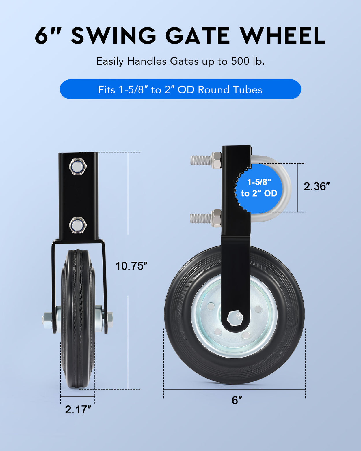 CO-Z 6 inch heavy duty swing gate wheels