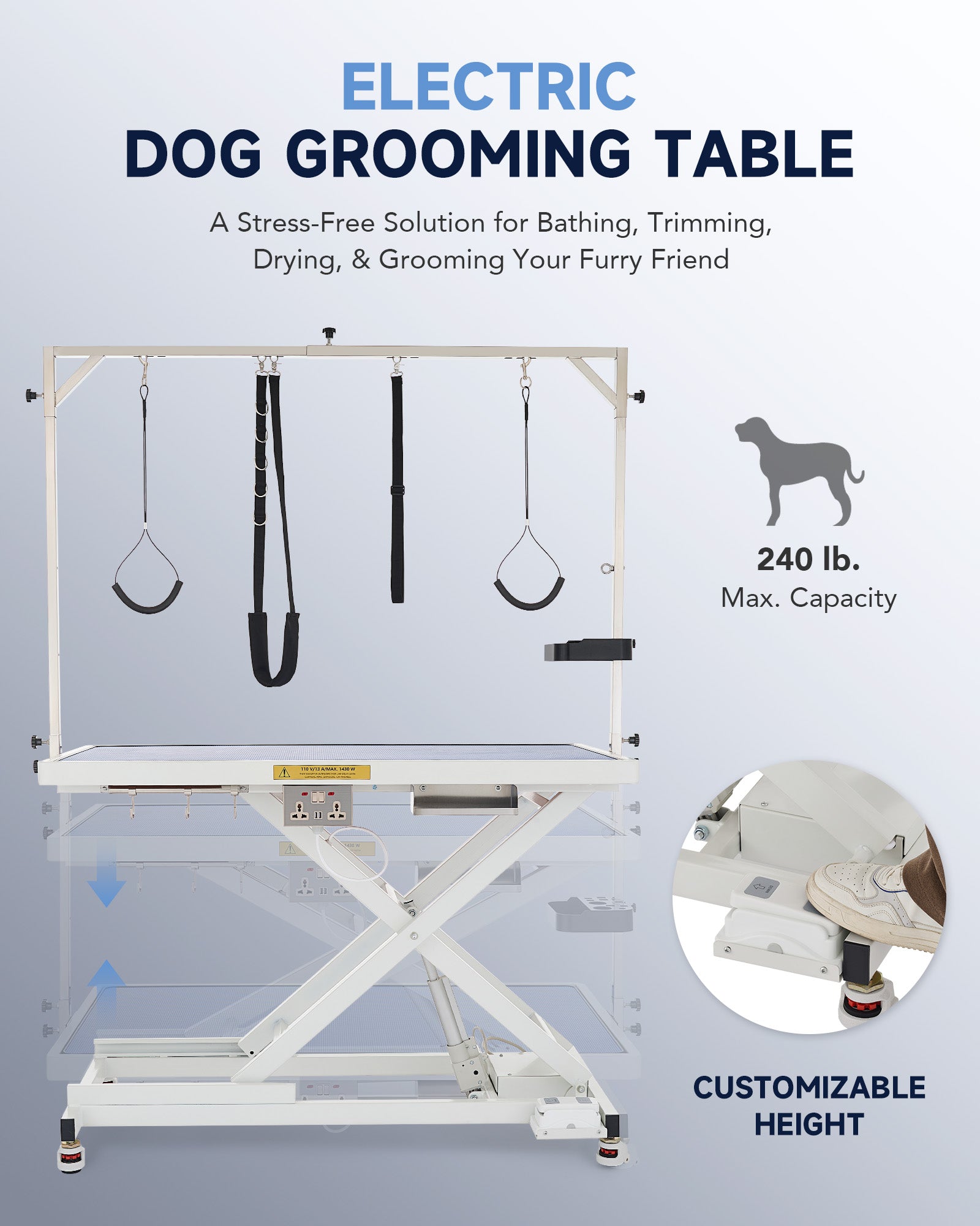 CO-Z 10.2-40.2 inch adjustable Electric Dog Grooming Table