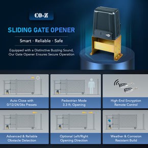 CO-Z 3300lb Sliding Gate Opener Kit