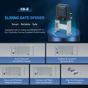 CO-Z 1800lb Sliding Gate Opener Kit for Doors up to 1800lb 20ft