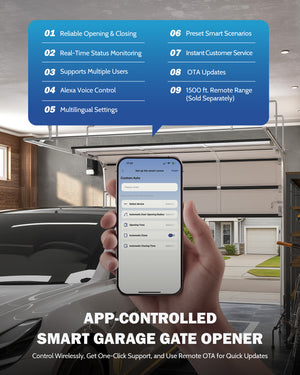 ZUMI-Authorized Wall Mount Smart Garage Door Opener with App Control 2 Remotes IR Sensors