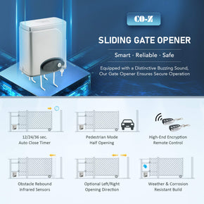 CO-Z 1300lb Automatic Sliding Gate Opener with 2 Remote Controls