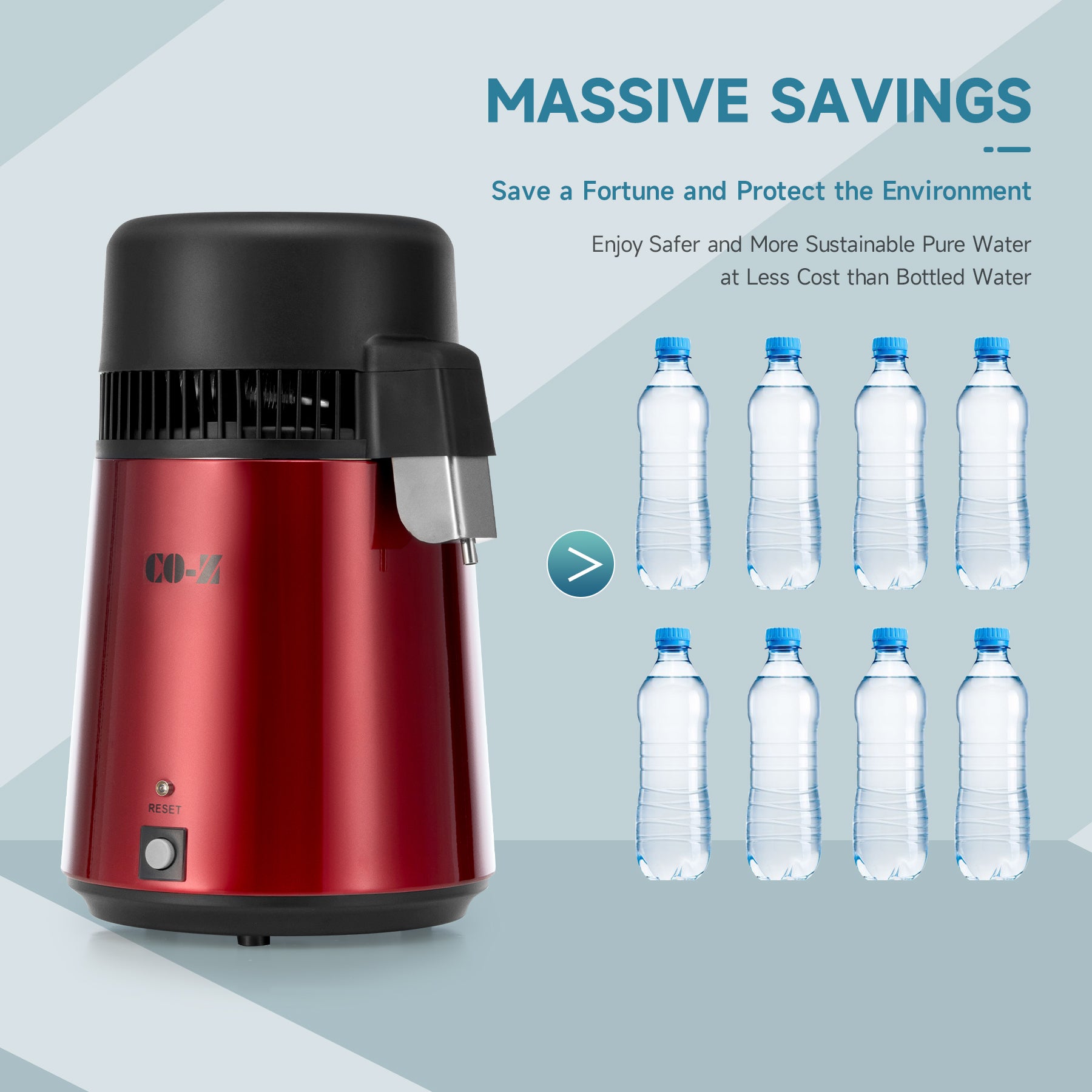 CO-Z Red 1.1 Gallon Water Distiller, Distilled Water Machine