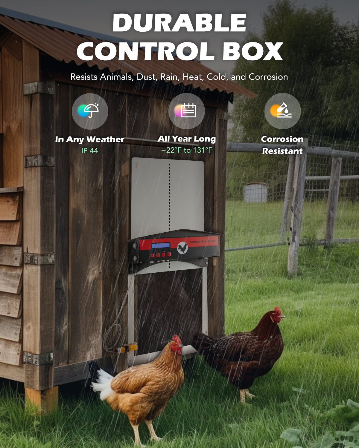 CO-Z Creworks Automatic Chicken Coop Door with Timer Control and Light Sensor