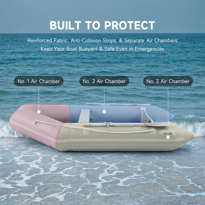 Floating Pvc Raft CO-Z 10ft Inflatable Dinghy, 4-Person 990lb PVC Raft with Aluminum Oar