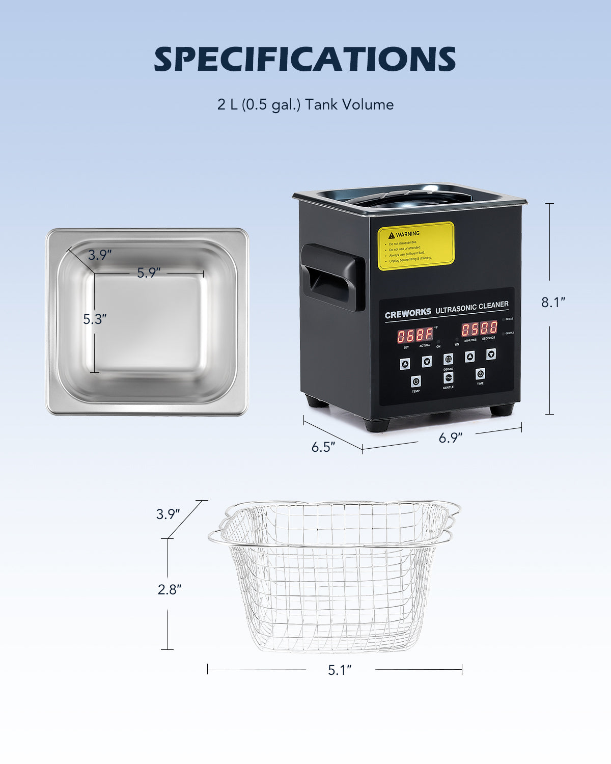 Creworks 2l ultrasonic cleaner