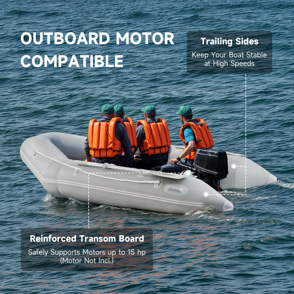 10ft Inflatable Raft CO-Z 10ft Inflatable Dinghy, 4-Person 990lb PVC Raft with Aluminum Oar