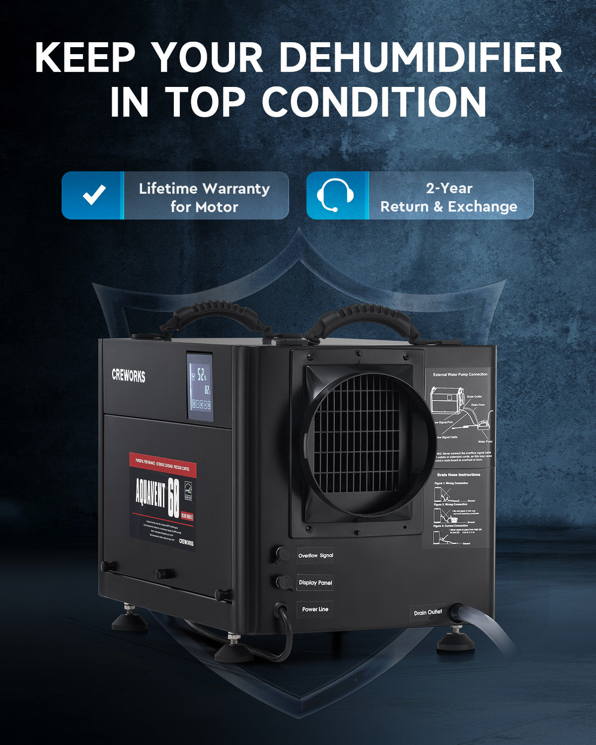 CO-Z Creworks 130 PPD commercial crawl space dehumidifier