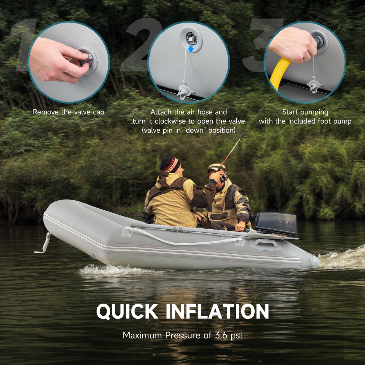 7x4 Inflatable Raft CO-Z 7.5ft Inflatable Boat for 2 PVC Dinghy Raft 660lb with Aluminum O