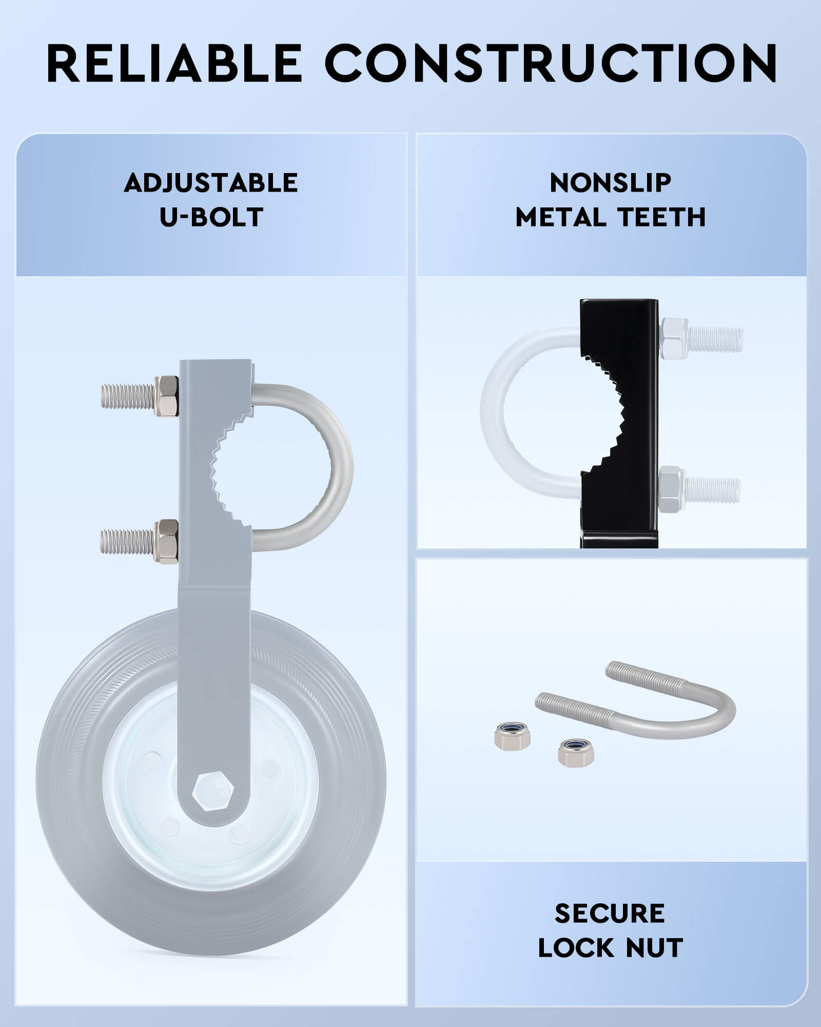 CO-Z 6 inch Gate Support Wheel for Metal Swing Gate Fits 1-5/8' to 2' Tubes