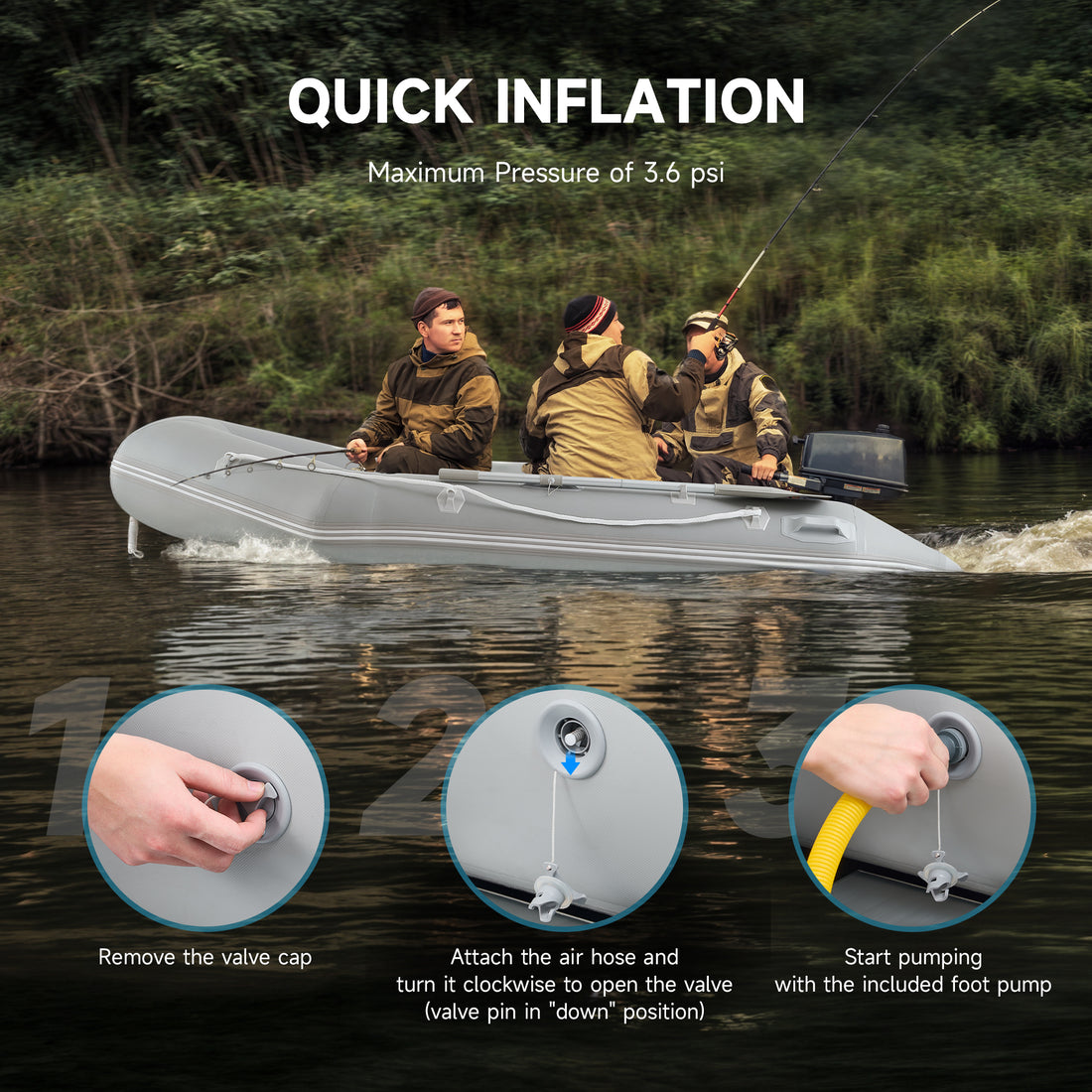 Floating Pvc Raft CO-Z 10ft Inflatable Dinghy, 4-Person 990lb PVC Raft with Aluminum Oar