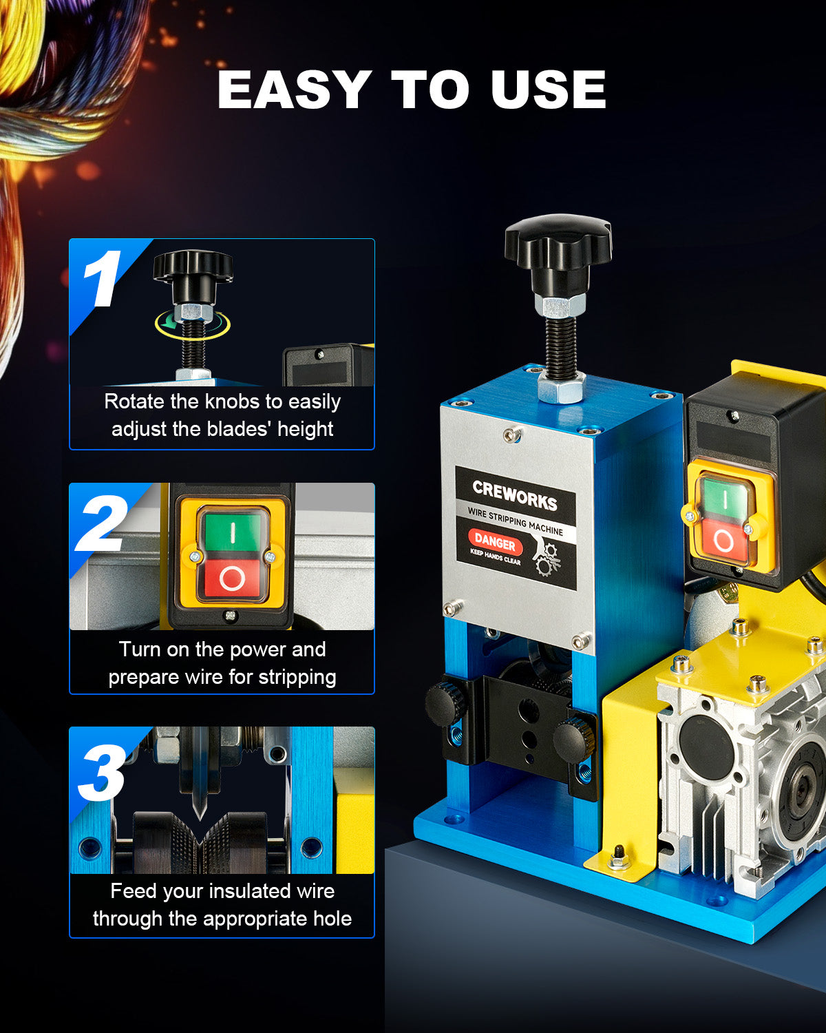 CO-Z Creworks 0.06-1 inch Automatic Wire Stripping Machine