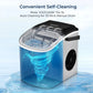 Countertop Ice Maker Machine with Handle, 26 lbs/24H, 9 Cubes in 6 Mins, Auto-Cleaning, Silver