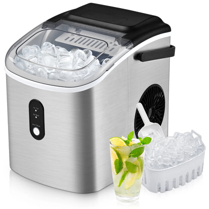 Portable Countertop Ice Maker, 26.5 lbs/Day, 9 Cubes in 6 Mins, with Auto-Cleaning, Basket & Scoop for Home, Office, and Parties