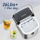Countertop Ice Maker Machine with Handle, 26 lbs/24H, 9 Cubes in 6 Mins, Auto-Cleaning, Silver