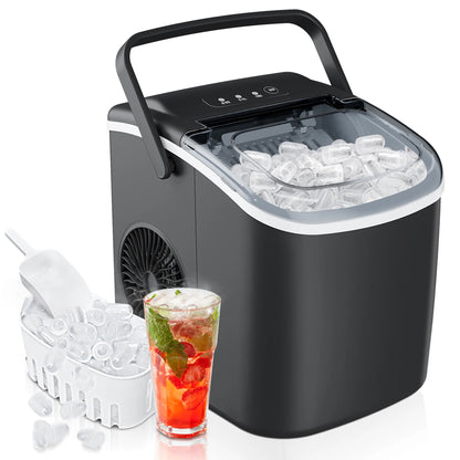 Portable Desktop Ice Maker with Self-Cleaning & Ice Scoop, Bullet Ice for Home/Kitchen/RV