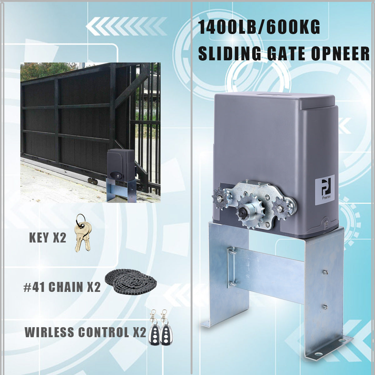 HIGH-GATE go slow 2点同梱 CO-Z Automatic Dual Swing Gate Opener Kit for 1100lb Door