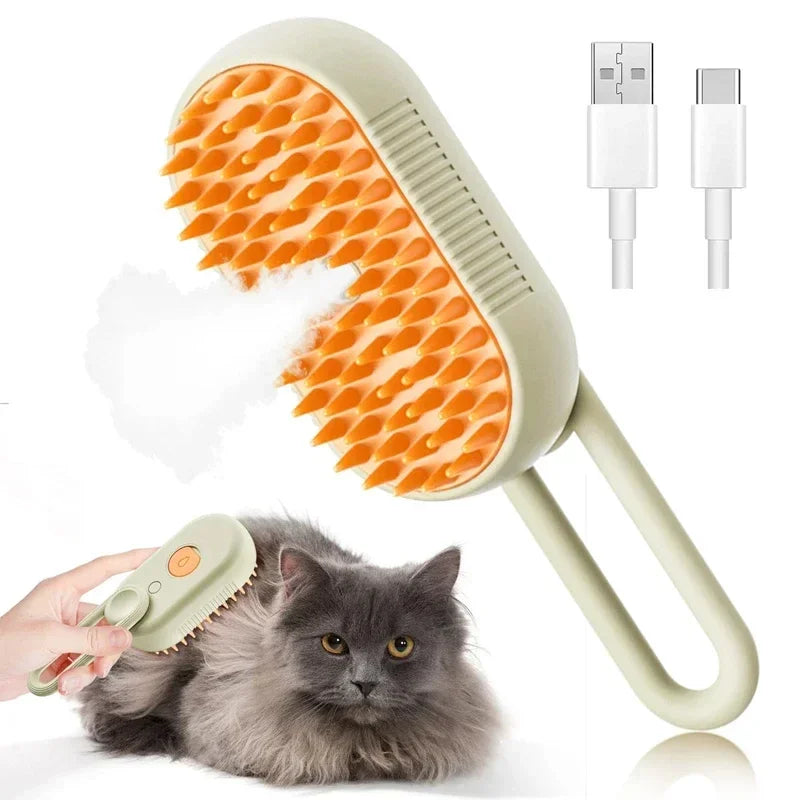 3-in-1 Steam Pet Brush for Dogs & Cats, Massage, Detangling & Hair Removal Grooming Comb with Gentle Spray