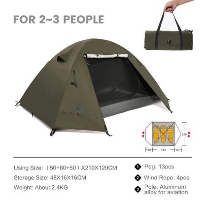 Camping & Backpacking Tent — Waterproof, Rainproof, Silver-Coated Sun Protection, Easy Setup Hiking Shelter