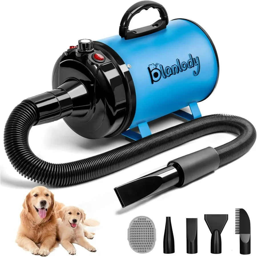 High-Velocity Dog Hair Dryer, 5.2HP 3800W Professional Grooming Blower with Adjustable Temperature & Speed for Pet Care