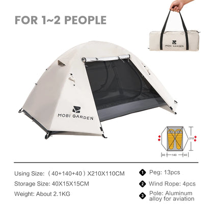 Camping & Backpacking Tent — Waterproof, Rainproof, Silver-Coated Sun Protection, Easy Setup Hiking Shelter