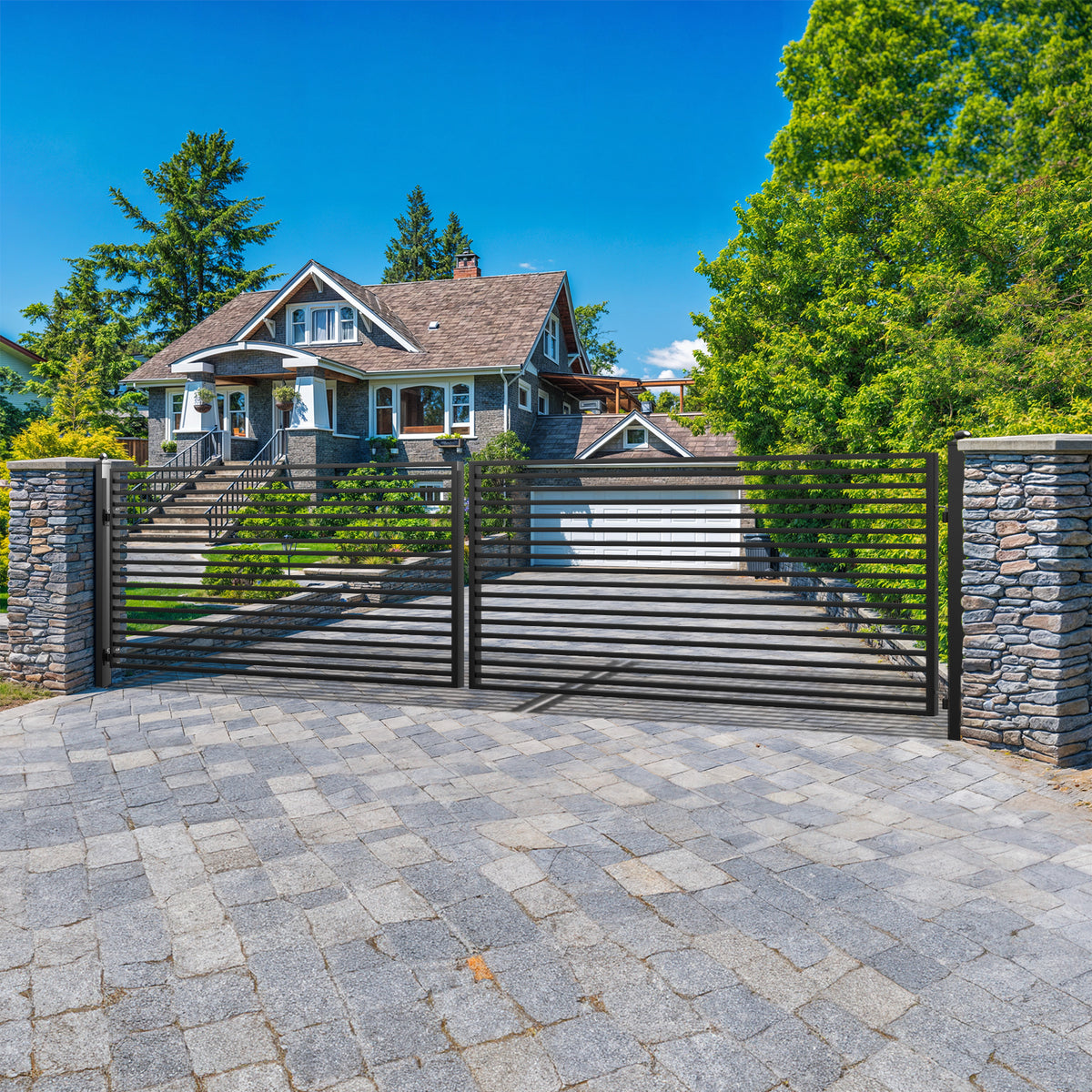 ZUMI Brooklyn Style Dual Swing Driveway Gates | Elegant Iron Design ...