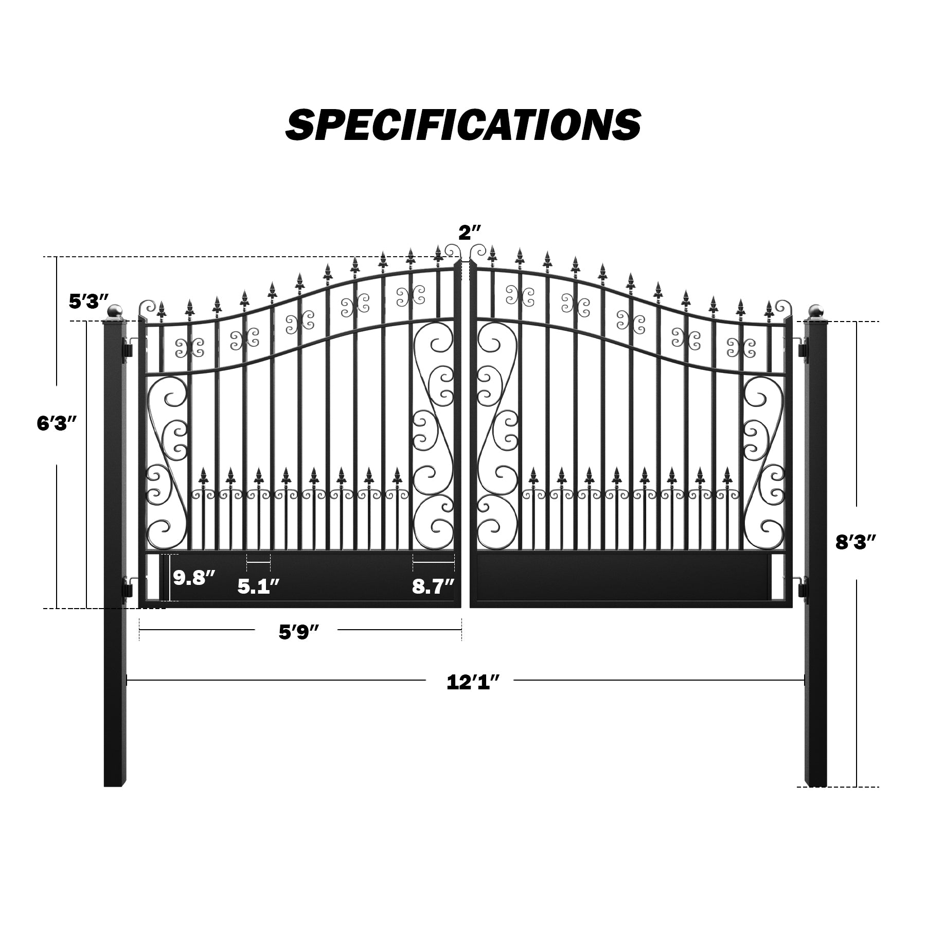 ZUMI Greenwich Style Dual Swing Driveway Gates | Corrosion