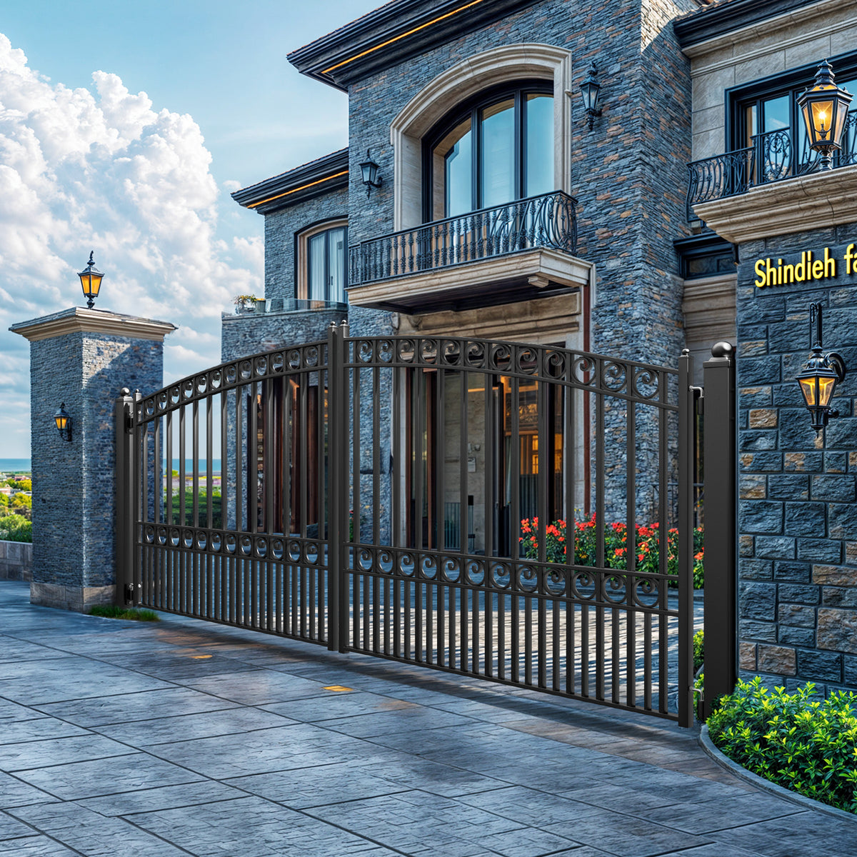 ZUMI Opera Style Dual Swing Driveway Gates | Stylish Iron Gates ...