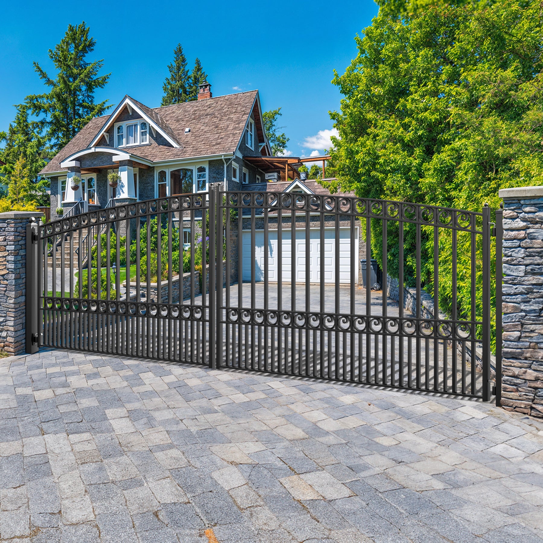 ZUMI Opera Style Dual Swing Driveway Gates | Stylish Iron Gates