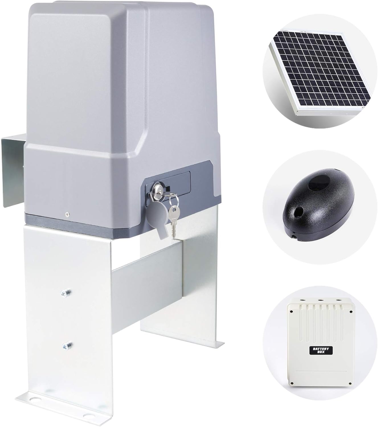 CO-Z Solar Sliding Gate Opener Kit with Backup Batteries & Remote Controllers