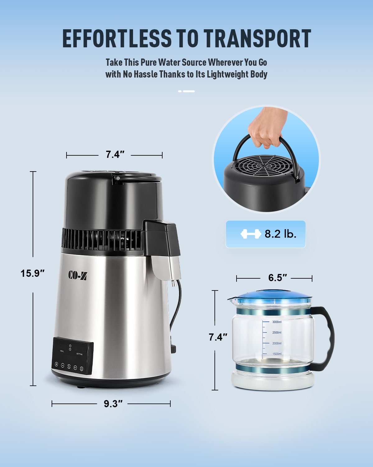 4L 304 Stainless Steel Distilled Water Maker Dual-Temperature-Display-Timer