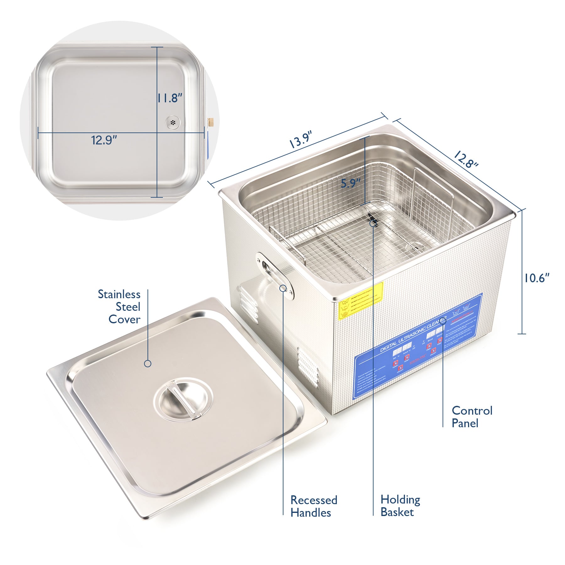 COZ 15L Ultrasonic Cleaner with Digital Heater and Timer