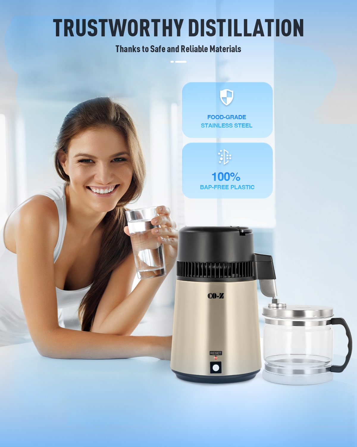 4L 304 Stainless Steel Distilled Water Maker for Home Office