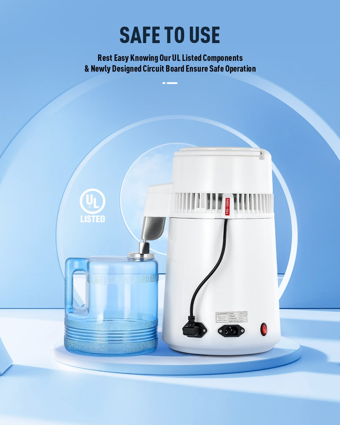 CO-Z 750W 1.1 Gallon Water Distiller with BPA Free Container