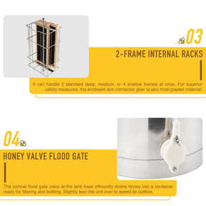 2 Frame Manual Honey Extractor Beekeeping Honeycomb Drum 29" - Kaiezen
