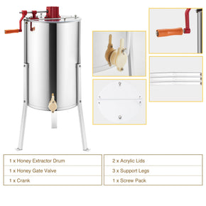 3-Frame Manual Honey Extractor Honeycomb Beekeeping Equipment Adjustable Stands - Kaiezen