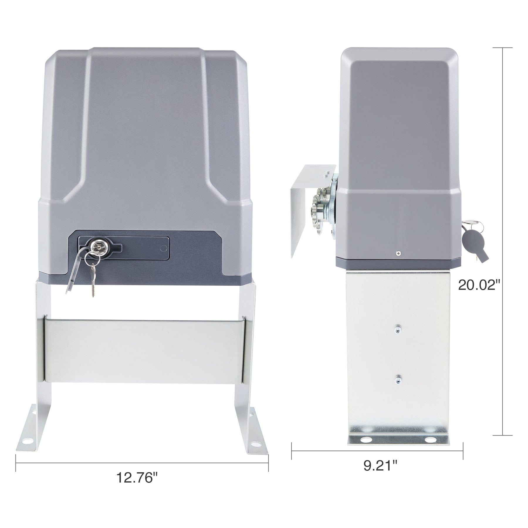 1100lb Automatic Gate Opener Set with Solar Panel and Battery Size