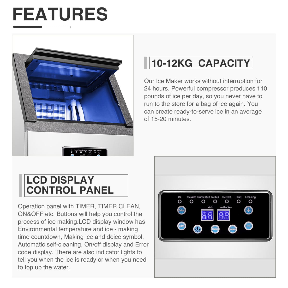 160-Pounds Commercial Ice Maker Machine for Sale