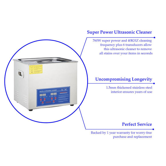 COZ 15L Ultrasonic Cleaner with Heater Timer