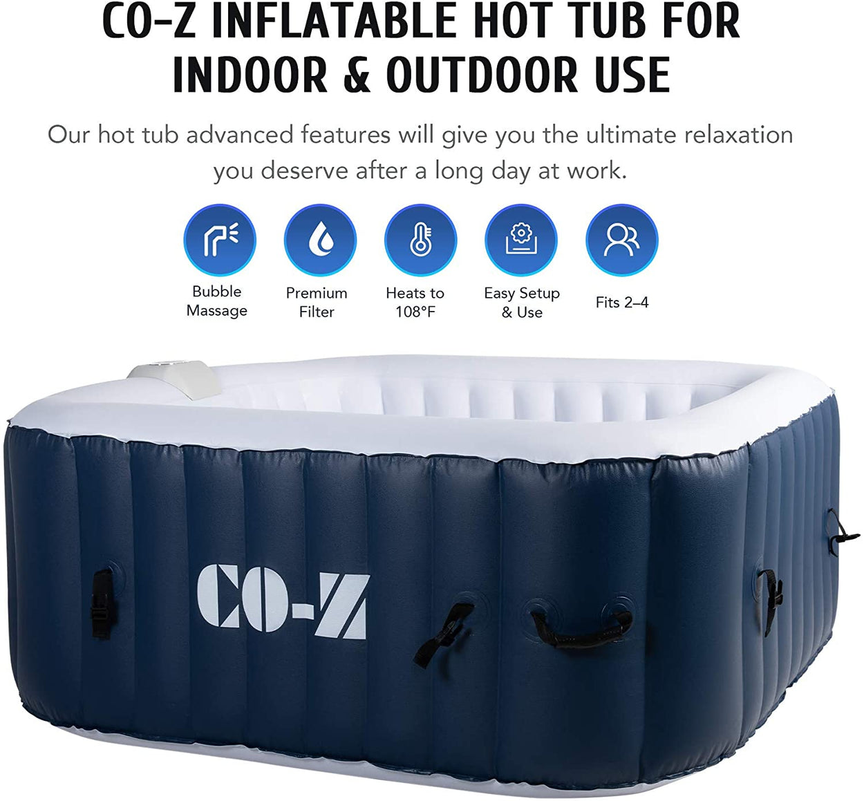 CO-Z 158 gal 4 person inflatable hot tub